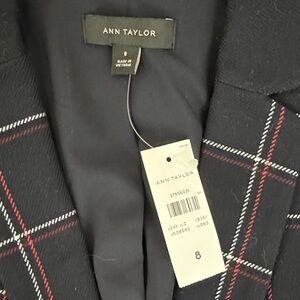 Ann Taylor Women’s Blazer in Navy and Red Plaid
